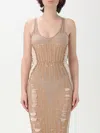 Diesel 'm-calimera' Beige Dress With Insert Design And Second Skin Effect In Pink