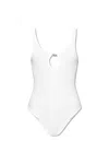 Diesel Ribbed Bodysuit With Oval D Plaque In Bianco