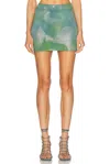 Diesel Metallic Solarised Ribbed-knit Mini Skirt In Green & Blue