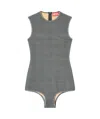 Diesel Bodysuit In Checked Bonded Jersey In Gray
