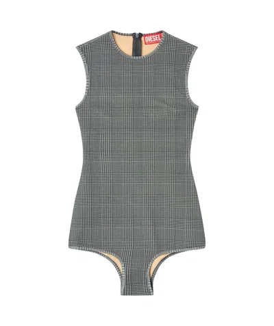 Diesel Bodysuit In Checked Bonded Jersey In 93ra
