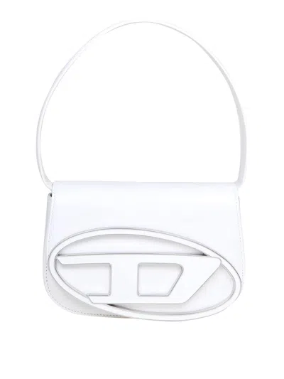 DIESEL 1DR SHOULDER BAG IN WHITE LEATHER