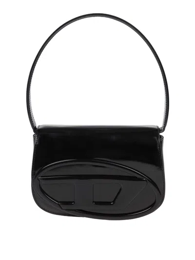 Diesel 1dr Mirror Leather Shoulder Bag In Black