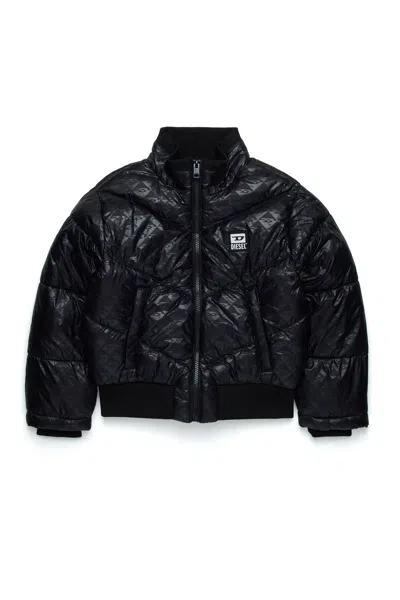 DIESEL GIACCA IMBOTTITA BOMBER CON STAMPA ALLOVER E PATCH