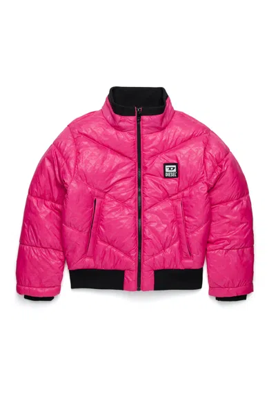 DIESEL GIACCA IMBOTTITA BOMBER CON STAMPA ALLOVER E PATCH