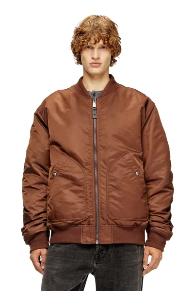 Diesel Bomber In Padded Nylon With Oval D In Brown