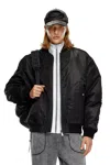 Diesel Classic Black Nylon Bomber Jacket With Zip And Side Pockets In Black