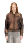 Diesel Bomber Jacket In Distressed Leather