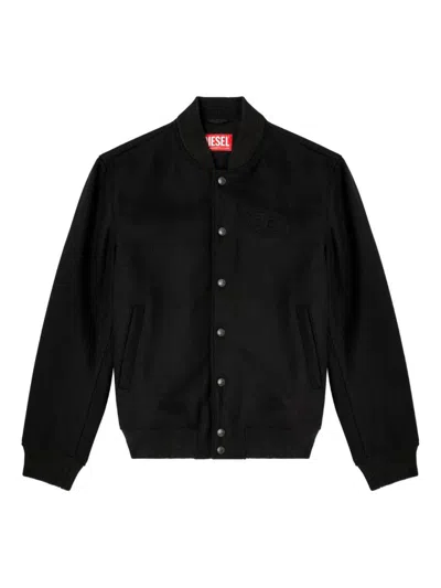 Diesel Bomber Jacket With Embroidered Logo In Black