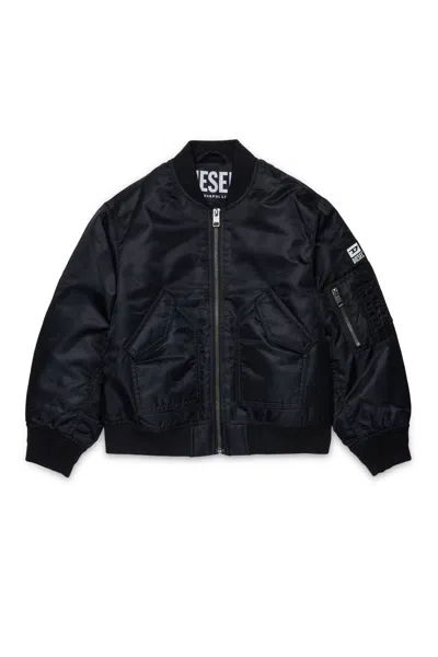 Diesel Bomber Jacket With Logo And Zipped Pockets In Black