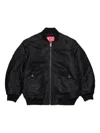 Diesel Giacca Bomber In Gabardina Con Maxi Logo In Black