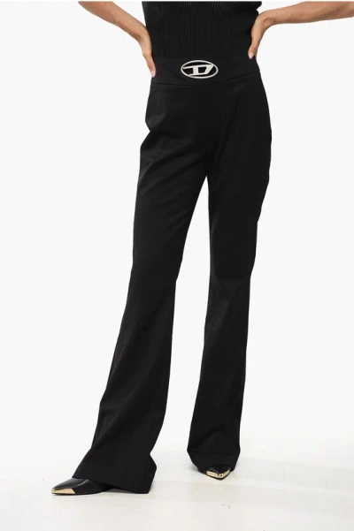 Diesel Boot Cut Gabardine P-erseus Pants With Monogram In Black