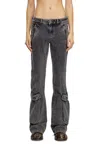 Diesel Flared Distressed Trousers Zip Pockets In Black