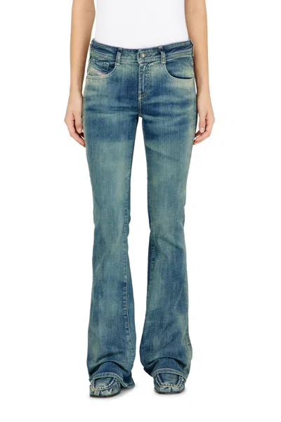 Diesel Bootcut Jeans Low Waist 1969 D-ebbey, Medium Blue, Zip Fly In Animal Print