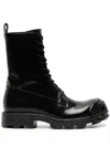 Diesel Leather Boots With Oval D Rein-forced Toe In Black