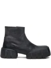 Diesel D-tex-oiled Leather Ankle Boots With Split Sole In Black