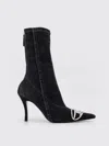 Diesel Denim Ankle Boots With Frontal Oval-d Logo In Schwarz