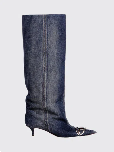 Diesel フラットショートブーツ レディース カラー ブルー In Blue