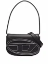 Diesel Rectangular Leather Shoulder Bag With Single Handle In Black