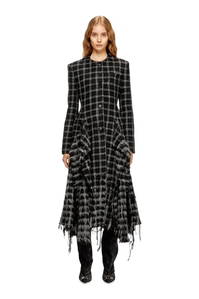 DIESEL BOUCLÉ COAT WITH FRAYED HEM