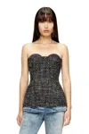 Diesel Fitted Strapless Top With Textured Boucle In Black