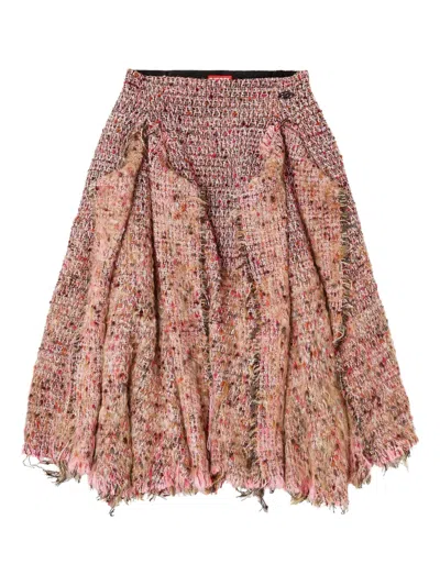 Diesel Bouclé Frayed Asymmetrical Skirt In Pink