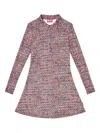 Diesel Textured All-over Print Long Sleeve Dress In Pink
