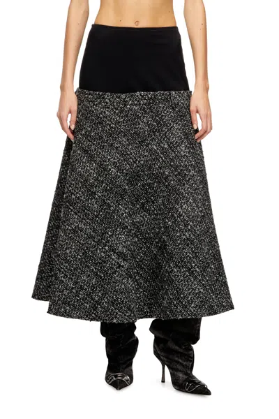 Diesel Bouclé Skirt With Stretch Waist In Animal Print