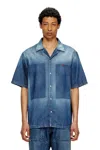 Diesel Bowling Shirt In Contrast-effect Denim In Blue