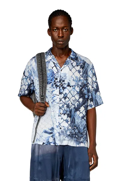 DIESEL BOWLING SHIRT WITH ABSTRACT PRINT