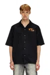 Diesel Bowling Shirt With Bleached Effect In Black