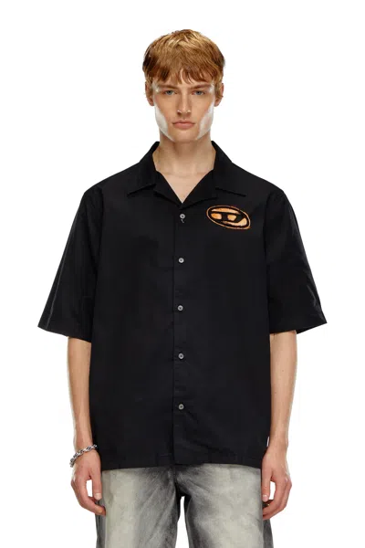 DIESEL BOWLING SHIRT WITH BLEACHED EFFECT