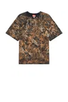 Diesel Dirty-effect T-shirt With Logo Lettering In Brown