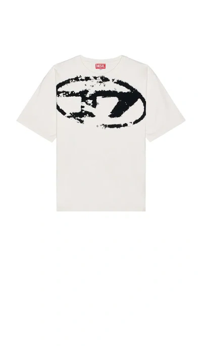 Diesel Graphic Print Round Neck Short Sleeves In White