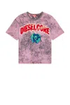 Diesel Graphic Print Raglan Shoulders T-shirt In Purple