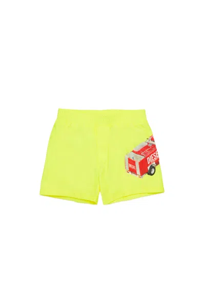 Diesel Boxer Swimsuit With Fire Truck Graphics In Yellow