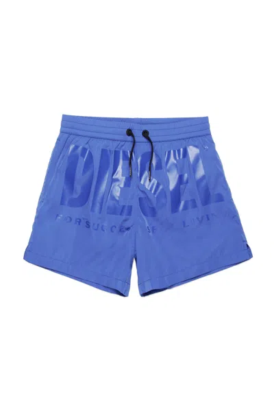 Diesel Kids' Costume Boxer Con Logo Istituzionale In Blue