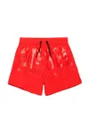 Diesel Boxer Swimsuit With Institutional Logo In Red