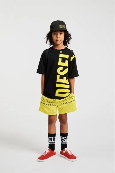 Diesel Kids' Boxer Swimsuit With Logo In Yellow