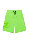 Diesel Boxer Swimsuit With Oval D Logo In Green