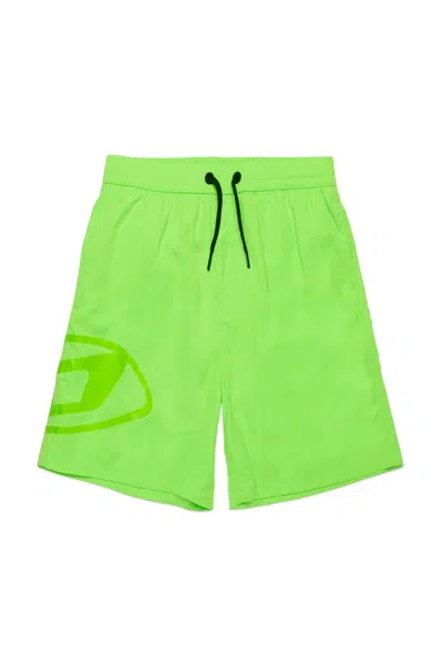 Diesel Kids' Boxer Swimsuit With Oval D Logo In Green