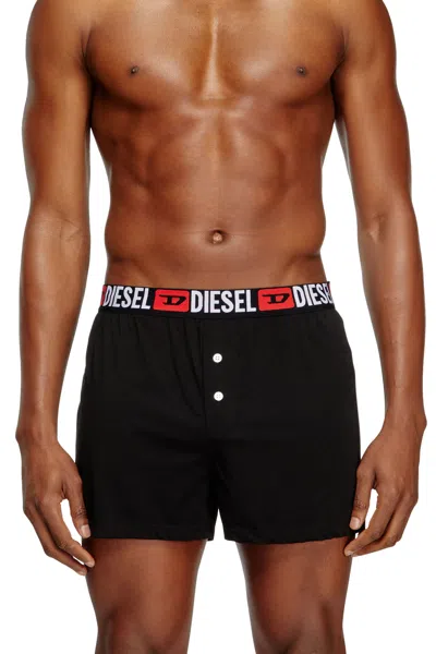 Diesel Boxers With All-over Logo Waist In Black