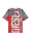 Diesel Crew Neck Distressed Graphic Print Short Sleeves T-shirt In Formula Red