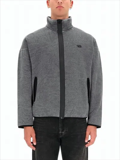 Diesel Mens S-baty Zipped Stretch Cotton-jersey Sweatshirt 02a In Gray