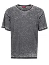 Diesel 't-boxt' Grey Crewneck T-shirt With Contrasting Stitching And Oval D Logo Plaque On The Front In Grey