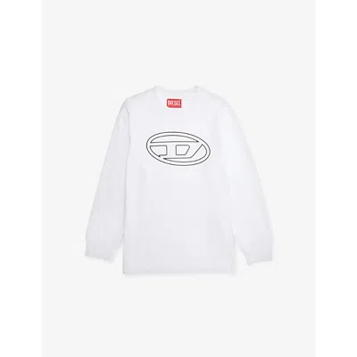 Diesel Boys Bianco Kids Logo-print Short-sleeve Cotton-jersey T-shirt 6-16 Years