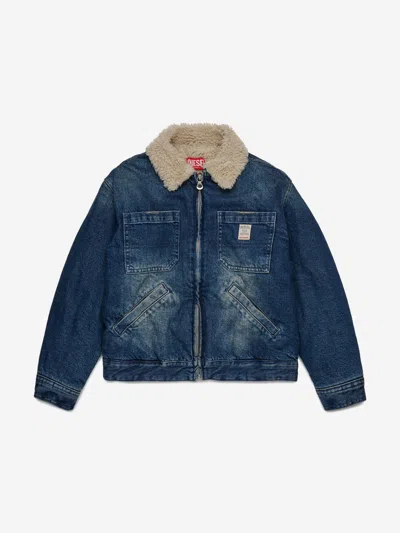 Diesel Kids' Jomox-fur Jacket In Blue
