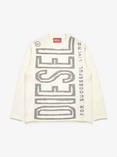 Diesel Boys Logo Jumper In Brown