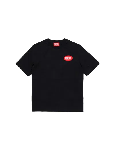 Diesel Boys' Mini T-patch Over T-shirt In Black
