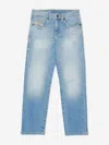 Diesel Light Straight Jeans With Abrasions In Blue